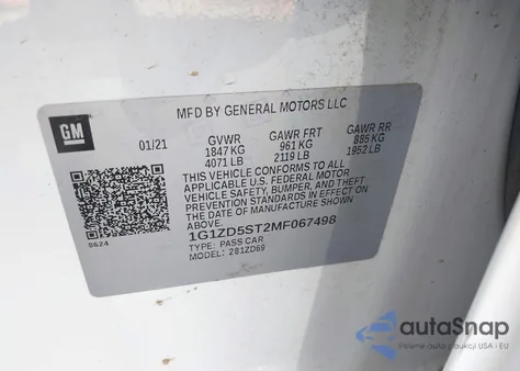 2021 Chevrolet Malibu Fwd Lt from USA, damaged, VIN 1G1ZD5ST2MF067498